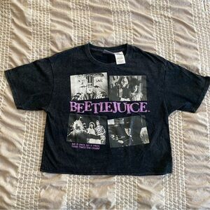 Beetlejuice Black Wash Purple Movie Scenes Crop Oversized XXS S/S Tee T-Shirt